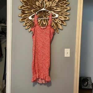 Red Smocked Maternity Dress